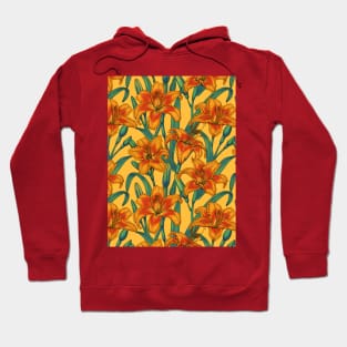 Tawny daylily flowers, blue and yellow Hoodie